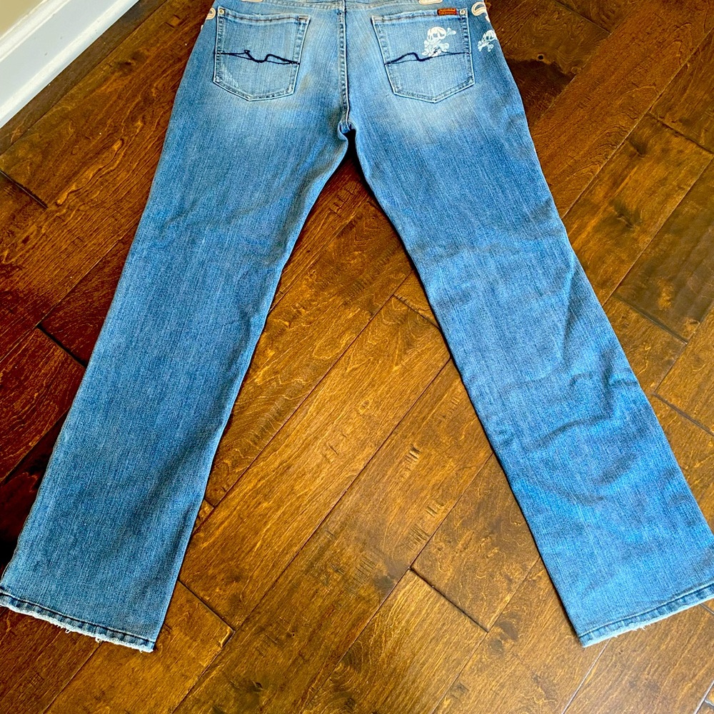 7 for All Mankind rare Y2K skull accented jeans